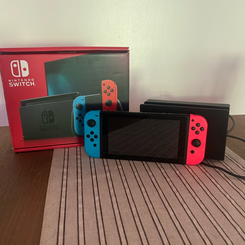 Nintendo Switch with Neon Blue Left Joy-Con & Neon Red Right Joy-Con